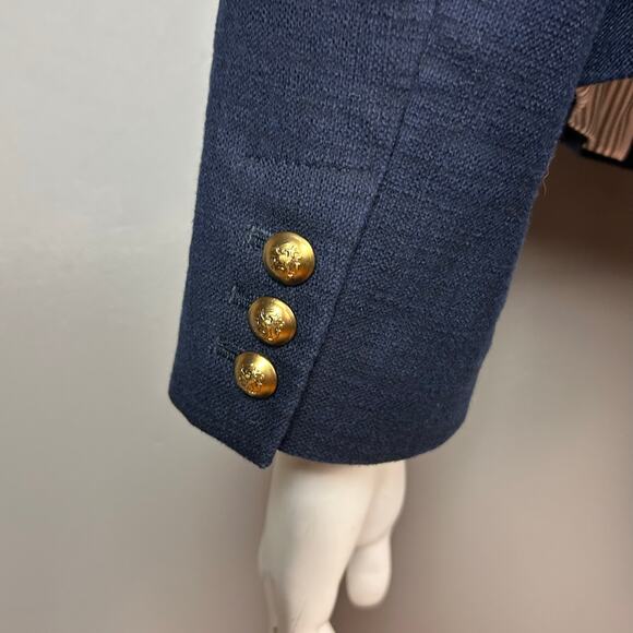 Banana Republic Blazer Jacket women's size 12 military blue gold buttons double - Picture 10 of 15